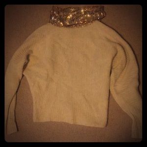 Charlotte Ruse Beige sweater sparkly turtleneck